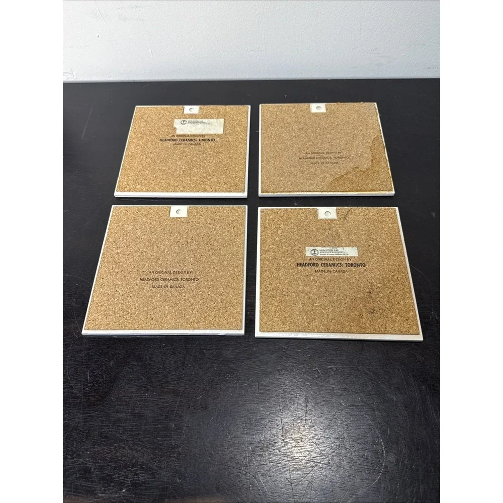 4 Headford Ceramic Tile WALL DECOR Canadian National Railway Train Trivet